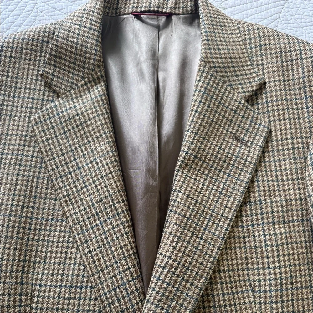 Men's Jos. A. Bank Wool Blend Tan Houndstooth Suit Jacket- 41L